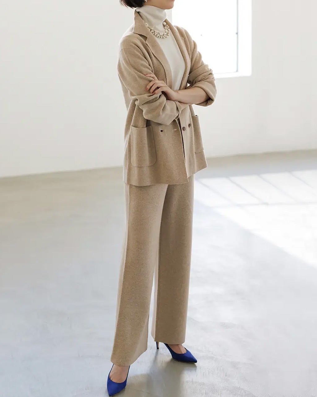 【ドゥクラッセ/DoCLASSE】のイタリア糸・カシミヤ混ニットパンツ インテリア・キッズ・メンズ・レディースファッション・服の通販 founy(ファニー) 　ファッション　Fashion　レディースファッション　Fashion for Women　パンツ　Pants & Trousers　イタリア　Italy　ジャケット　Jacket, Outerwear　セットアップ　Set-Up, Coordinated Outfit　ミラノリブ　Milano Rib, Milano Stitch　モダン　Modern, Contemporary　トープ|ID: prp329100003115695 ipo3291000000035831390