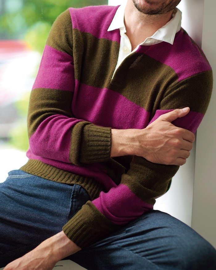 【ドゥクラッセ/DoCLASSE / MEN】のニットラガーシャツ インテリア・キッズ・メンズ・レディースファッション・服の通販 founy(ファニー) https://founy.com/ ファッション Fashion メンズファッション Fashion for Men セーター Sweater, Knitwear ボーダー Border, Stripe メンズ Men's, Menswear |ID: prp329100003115705 ipo3291000000028255864