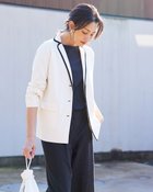 【ドゥクラッセ/DoCLASSE】のミラノリブ・テーラードニットジャケット 人気、トレンドファッション・服の通販 founy(ファニー) ファッション Fashion レディースファッション WOMEN アウター Coat Outerwear ジャケット Jackets カーディガン Cardigan ジャケット Jacket トリミング Trimming エレガント 上品 Elegant thumbnail ホワイト・パターン|ID: prp329100003115732 ipo3291000000028255921