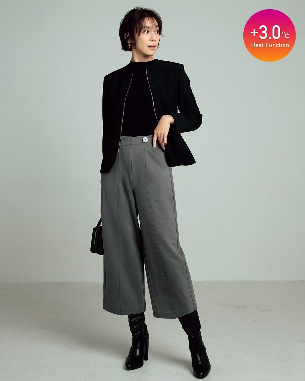 【ドゥクラッセ/DoCLASSE】のストレッチサーモ・ワイドクロップド インテリア・キッズ・メンズ・レディースファッション・服の通販 founy(ファニー) 　ファッション　Fashion　レディースファッション　Fashion for Women　パンツ　Pants & Trousers　ショート　Short, Short Length　ストレッチ　Stretch, Stretchy Fabric　ストレート　Straight, Straight Cut　スリム　Slim, Slim Fit　タイツ　Tights, Legwear　フレア　Flare, Flared　エレガント 上品　Elegant　冬　Winter / This Winter　ダークグレー|ID: prp329100003115768 ipo3291000000035561715