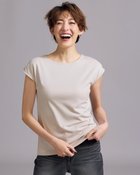 【ドゥクラッセ/DoCLASSE】のボートネック/フレンチ袖・ドゥクラッセTシャツ(58cm丈) ライトグレー|ID: prp329100003115772 ipo3291000000028262501