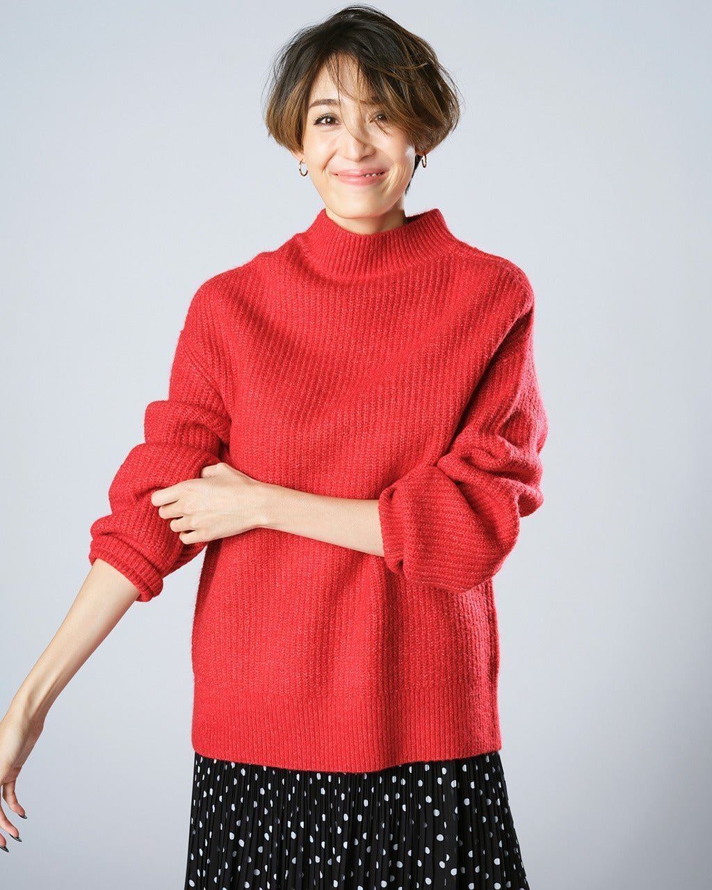 【ドゥクラッセ/DoCLASSE】のウール混フラッフィー・ハイネックセーター インテリア・キッズ・メンズ・レディースファッション・服の通販 founy(ファニー) 　ファッション　Fashion　レディースファッション　Fashion for Women　トップス・カットソー　Cut & Sew Tops　ニット　Knit Tops & Sweaters　スリーブ　Sleeve, Long Sleeve / Short Sleeve　セーター　Sweater, Knitwear　パターン　Pattern, Design Print　リラックス　Relax, Relaxed Fit　冬　Winter / This Winter　レッド|ID: prp329100003115782 ipo3291000000034576298