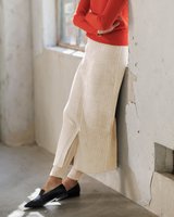 【ヌックル/Nukle】のNukle・スフレリブスカート 人気、トレンドファッション・服の通販 founy(ファニー) ファッション Fashion レディースファッション WOMEN スカート Skirt エアリー Airy スリット Slit なめらか Smooth ミックス Mix レギンス Leggings ロング Long おすすめ Recommend |ID:prp329100003115897