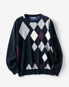 【ドゥクラッセ/DoCLASSE / MEN】のアーガイル防風裏地ニットクルーネック ネイビーパターン|ID: prp329100003115917 ipo3291000000033592269