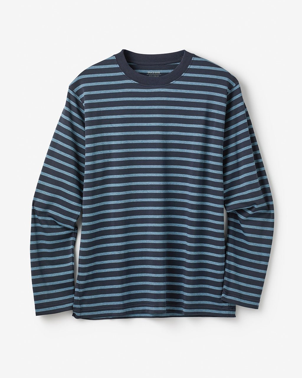 【ドゥクラッセ/DoCLASSE / MEN】のクルーネック長袖・ドゥクラッセT インテリア・キッズ・メンズ・レディースファッション・服の通販 founy(ファニー) 　ファッション　Fashion　メンズファッション　Fashion for Men　トップス・カットソー　Cut & Sew Tops　メンズシャツ　Shirts　ポロシャツ / きれいめカジュアルスタイル　Polo Shirts　なめらか　Smooth, Silky Texture　シルケット　Silket, Silky Cotton　フィット　Fit, Slim Fit　メンズ　Men's, Menswear　エレガント 上品　Elegant　今季　This Season, Current Season　長袖　Long Sleeve, Full Sleeve　ネイビー&times;杢ブルー2|ID: prp329100003116045 ipo3291000000033464695