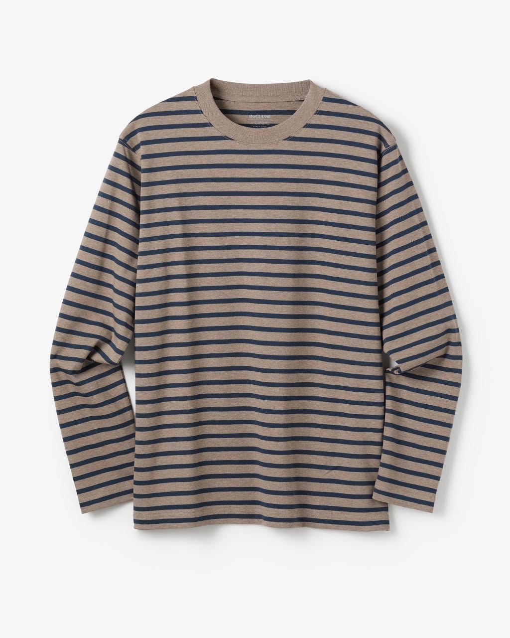 【ドゥクラッセ/DoCLASSE / MEN】のクルーネック長袖・ドゥクラッセT インテリア・キッズ・メンズ・レディースファッション・服の通販 founy(ファニー)  ファッション Fashion メンズファッション Fashion for Men トップス・カットソー Cut & Sew Tops メンズシャツ Shirts ポロシャツ / きれいめカジュアルスタイル Polo Shirts なめらか Smooth, Silky Texture シルケット Silket, Silky Cotton フィット Fit, Slim Fit メンズ Men's, Menswear エレガント 上品 Elegant 今季 This Season, Current Season 長袖 Long Sleeve, Full Sleeve 杢ブラウン×ネイビー|ID: prp329100003116045 ipo3291000000033792594