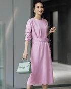 【ドゥクラッセ/DoCLASSE】の二重織りカルゼ・カッティングワンピース 人気、トレンドファッション・服の通販 founy(ファニー) ファッション Fashion レディースファッション Fashion for Women ワンピース Dresses シェイプ Shape, Slim Fit シンプル Simple, Minimal スリット Slit, Slit Detail セットアップ Set-Up, Coordinated Outfit thumbnail ライラック|ID: prp329100003116106 ipo3291000000036038959