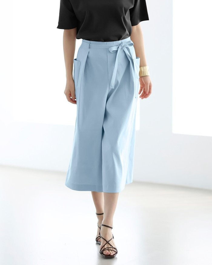 【ドゥクラッセ/DoCLASSE】のストレッチリネン・スカウチョ/リボン付き インテリア・キッズ・メンズ・レディースファッション・服の通販 founy(ファニー) https://founy.com/ ファッション Fashion レディースファッション Fashion for Women パンツ Pants & Trousers リボン Ribbon, Bow |ID: prp329100003116166 ipo3291000000035795481