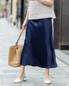 【ドゥクラッセ/DoCLASSE】のバイアスサテン・Aラインスカート ネイビー|ID: prp329100003116235 ipo3291000000035799068