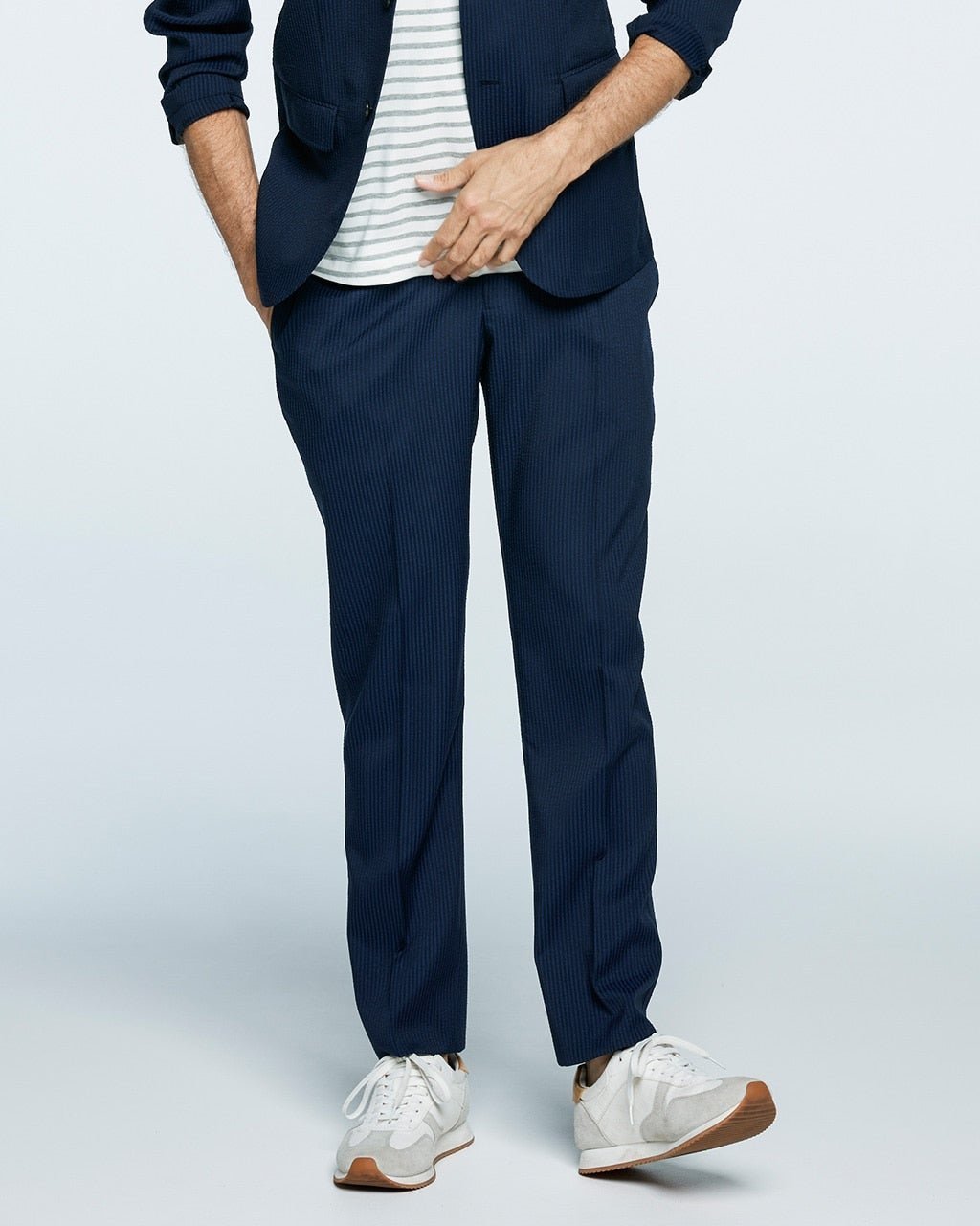 【ドゥクラッセ/DoCLASSE / MEN】のシアサッカーイージーパンツ インテリア・キッズ・メンズ・レディースファッション・服の通販 founy(ファニー) 　ファッション　Fashion　メンズファッション　Fashion for Men　ボトムス　Bottoms　シャーリング　Shirring, Ruched　メンズ　Men's, Menswear　人気　Popular, Best Seller　夏　Summer　定番　Standard, Basic Item　洗える　Machine Washable　ネイビーストライプ|ID: prp329100003116315 ipo3291000000033592378