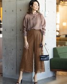 【ドゥクラッセ/DoCLASSE】のチュールレース・アンクルワイドパンツ ブラウン|ID: prp329100003116329 ipo3291000000035798990