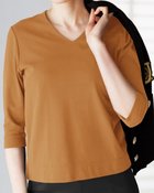 【ドゥクラッセ/DoCLASSE】のハイカウントコットン・Vネック キャメル|ID: prp329100003116338 ipo3291000000036251479