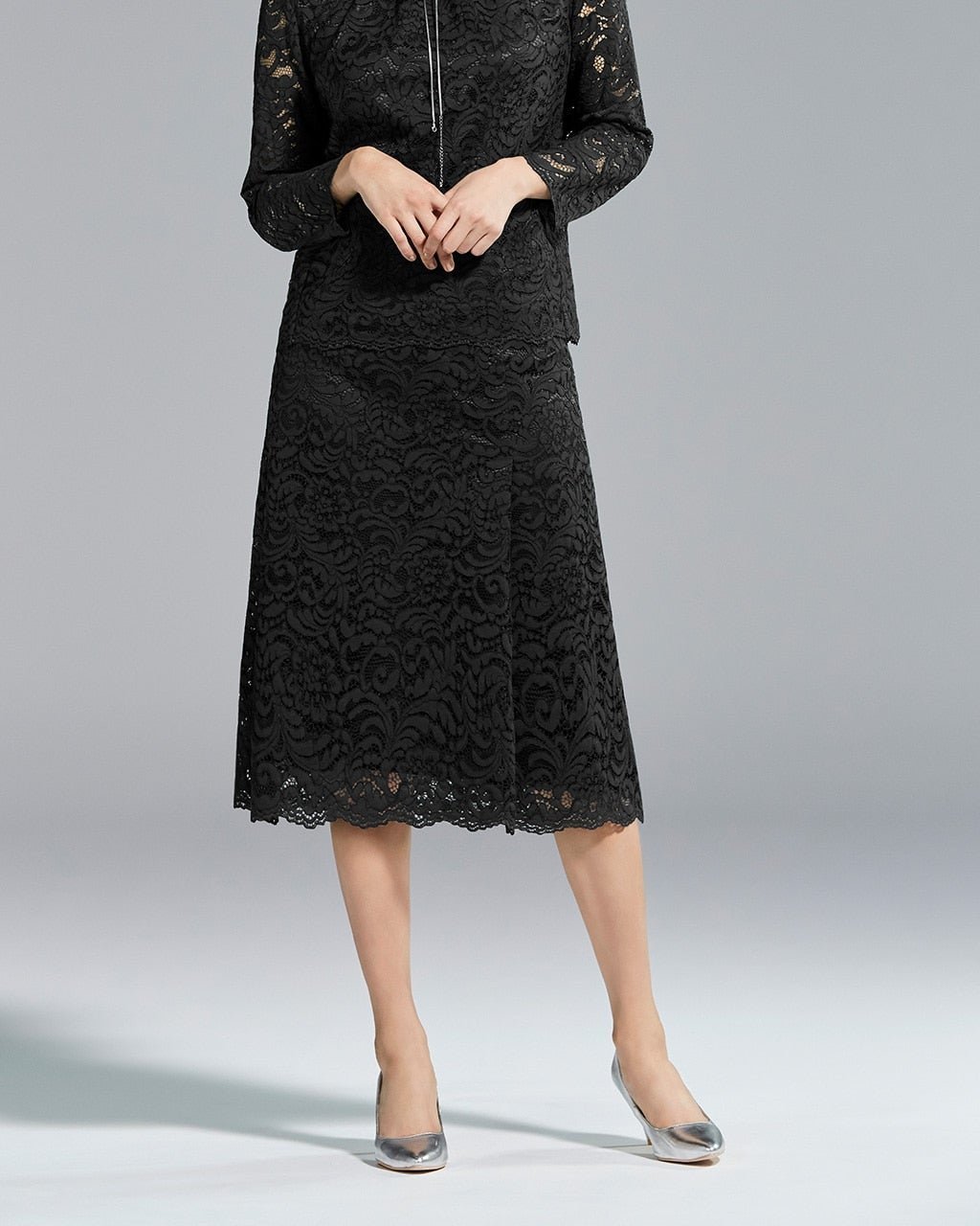 【ドゥクラッセ/DoCLASSE】のクラシカルレース・ミディスカート インテリア・キッズ・メンズ・レディースファッション・服の通販 founy(ファニー) ファッション Fashion レディースファッション Fashion for Women スカート Skirts エレガント 上品 Elegant スカラップ Scallop, Scalloped Edge フロント Front, Front Design レース Lace, Lace Fabric ロマンティック Romantic, Feminine Style ブラック|ID: prp329100003116593 ipo3291000000034585188