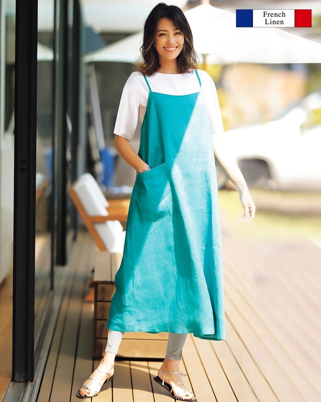 【ドゥクラッセ/DoCLASSE】の21番リネン・キャミワンピース インテリア・キッズ・メンズ・レディースファッション・服の通販 founy(ファニー) ファッション Fashion レディースファッション Fashion for Women ワンピース Dresses キャミソールワンピース Camisole Dresses ブルーグリーン|ID: prp329100003116750 ipo3291000000036008780