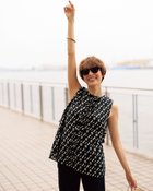 【ドゥクラッセ/DoCLASSE】のコットンボイル・センターフリルブラウス ブラック&times;ホワイト|ID: prp329100003116821 ipo3291000000036274244