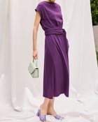 【ドゥクラッセ/DoCLASSE】のハイカウントコットン・サッシュベルトワンピース パープル|ID: prp329100003116875 ipo3291000000033358357