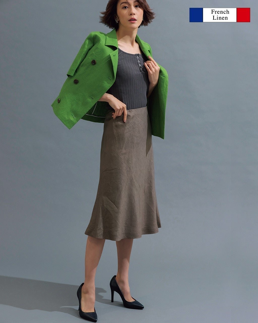 【ドゥクラッセ/DoCLASSE】のフレンチリネン・バイアスナロースカート インテリア・キッズ・メンズ・レディースファッション・服の通販 founy(ファニー) 　ファッション　Fashion　レディースファッション　Fashion for Women　スカート　Skirts　バイアス　Bias, Diagonal Cut　フレンチ　French, French Style　リネン　Linen, Linen Fabric　ダークトープ|ID: prp329100003116931 ipo3291000000028258395