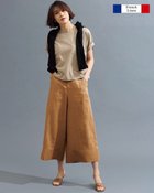 【ドゥクラッセ/DoCLASSE】のフレンチリネン・ワイドクロップドパンツ ライトキャメル|ID: prp329100003117067 ipo3291000000028258219