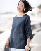 【ドゥクラッセ/DoCLASSE】の21番リネン・ラインレースブラウス ネイビー|ID: prp329100003117148 ipo3291000000035990957