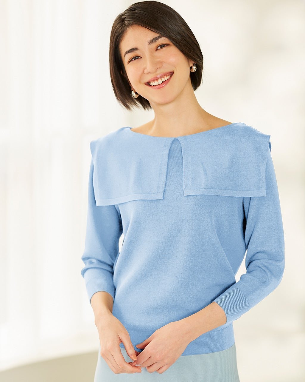 【ドゥクラッセ/DoCLASSE】の総針編み・スクエアカラーニット 人気、トレンドファッション・服の通販 founy(ファニー) 　ファッション　Fashion　レディースファッション　Fashion for Women　トップス・カットソー　Cut & Sew Tops　ニット　Knit Tops & Sweaters　おすすめ　Recommended / Our Picks　サマー　Summer, Summer Style　スクエア　Square, Square Shape　トレンド　Trend, Trending Now　パール　Pearl, Pearl Accent　 other-1|ID: prp329100003117169 ipo3291000000028257956