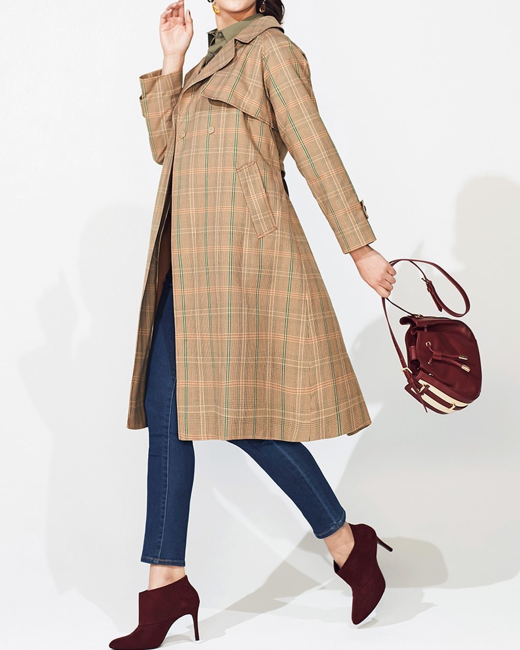 【ドゥクラッセ/DoCLASSE】のソフトツイル・トレンチコート/ライナー付 インテリア・キッズ・メンズ・レディースファッション・服の通販 founy(ファニー) 　ファッション　Fashion　レディースファッション　Fashion for Women　アウター　Coat / Outerwear Collection　コート・ロングコート・ピーコート　Long Coats, Peacoats & More　トレンチコート / 春秋の定番アウター　Trench Coats　キルト　Quilt, Quilted Fabric　スリット　Slit, Slit Detail　ライナー　Liner, Inner Layer　ロング　Long, Long-Length　チェック|ID: prp329100003117282 ipo3291000000035799256