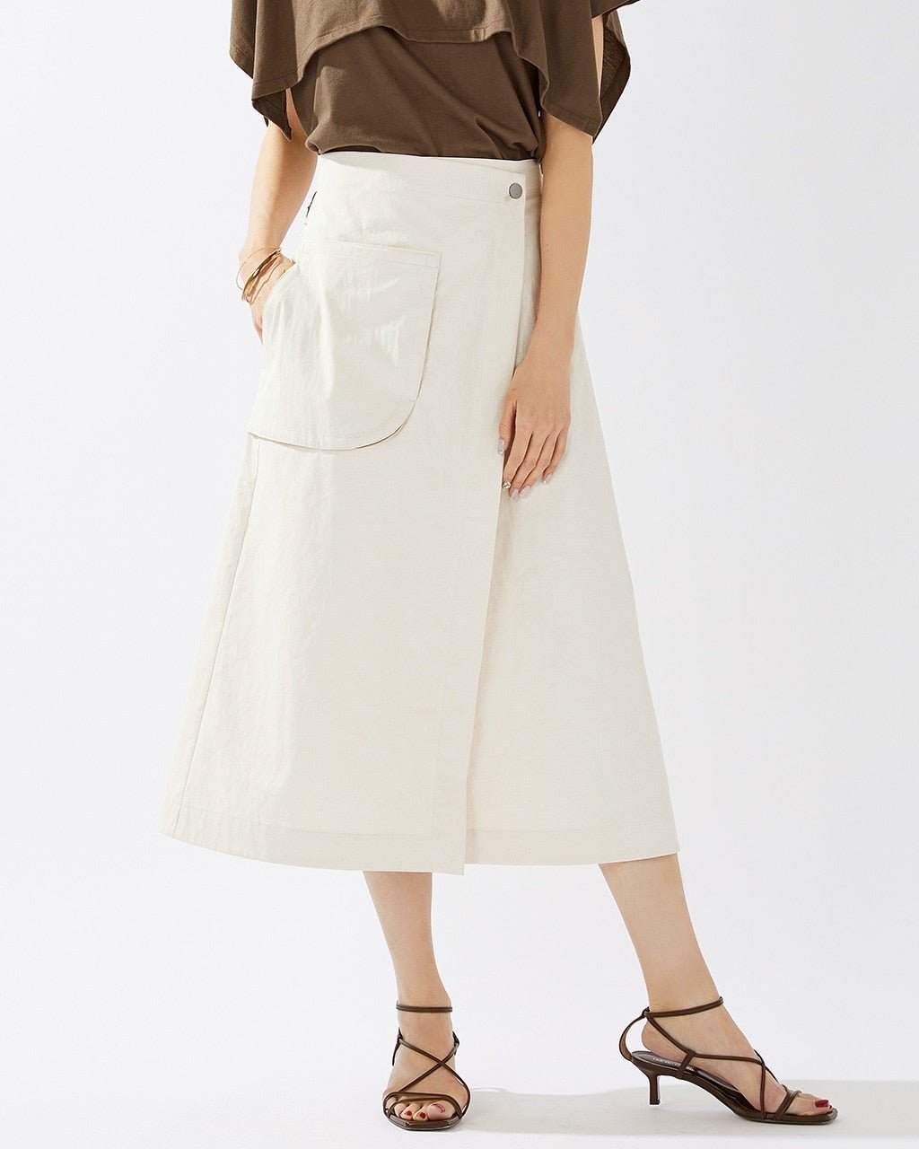 【ドゥクラッセ/DoCLASSE】の麻混ドライタッチ・ラップスカート 人気、トレンドファッション・服の通販 founy(ファニー) 　ファッション　Fashion　レディースファッション　Fashion for Women　スカート　Skirts　スタイリッシュ　Stylish, Fashionable　ポケット　Pocket, Pocket Detail　ラップ　Wrap, Wrap Design　エレガント 上品　Elegant　 other-1|ID: prp329100003117326 ipo3291000000035794372