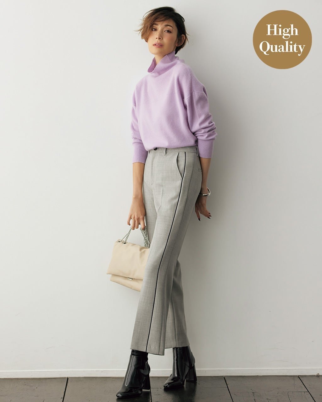 【ドゥクラッセ/DoCLASSE】のウール混ダブルクロス・フレアパンツ インテリア・キッズ・メンズ・レディースファッション・服の通販 founy(ファニー) 　ファッション　Fashion　レディースファッション　Fashion for Women　パンツ　Pants & Trousers　エレガント 上品　Elegant　パイピング　Piping, Trim Design　フィット　Fit, Slim Fit　ミックス　Mix, Mixed Style　グレー|ID: prp329100003117391 ipo3291000000028257670