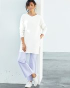 【ドゥクラッセ/DoCLASSE】のハニカムワッフル・浅Vネックチュニック オフホワイト|ID: prp329100003117581 ipo3291000000035795410