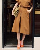 【ドゥクラッセ/DoCLASSE】のシルキーポンチ・タックプリーツパンツ キャメル|ID: prp329100003117628 ipo3291000000028257286