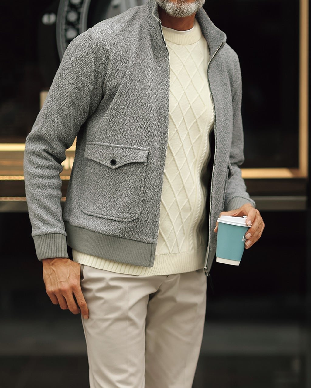 【ドゥクラッセ/DoCLASSE / MEN】のヘリンボーンニットブルゾン インテリア・キッズ・メンズ・レディースファッション・服の通販 founy(ファニー) 　ファッション　Fashion　メンズファッション　Fashion for Men　ショート　Short, Short Length　パーカー　Hoodie, Parka　フラップ　Flap, Flap Pocket　ブルゾン　Blouson, Bomber Jacket　ポケット　Pocket, Pocket Detail　メンズ　Men's, Menswear　グレー|ID: prp329100003117672 ipo3291000000028257391