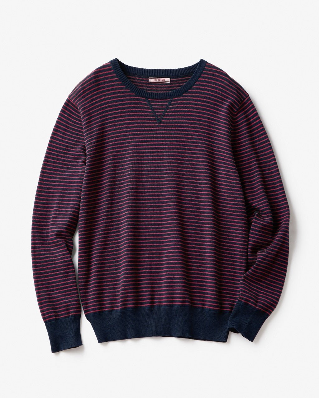 【ドゥクラッセ/DoCLASSE / MEN】のボーダークルーネックセーター インテリア・キッズ・メンズ・レディースファッション・服の通販 founy(ファニー) 　ファッション　Fashion　メンズファッション　Fashion for Men　なめらか　Smooth, Silky Texture　セーター　Sweater, Knitwear　ボーダー　Border, Stripe　メンズ　Men's, Menswear　ネイビー&times;レッド|ID: prp329100003117806 ipo3291000000028257075