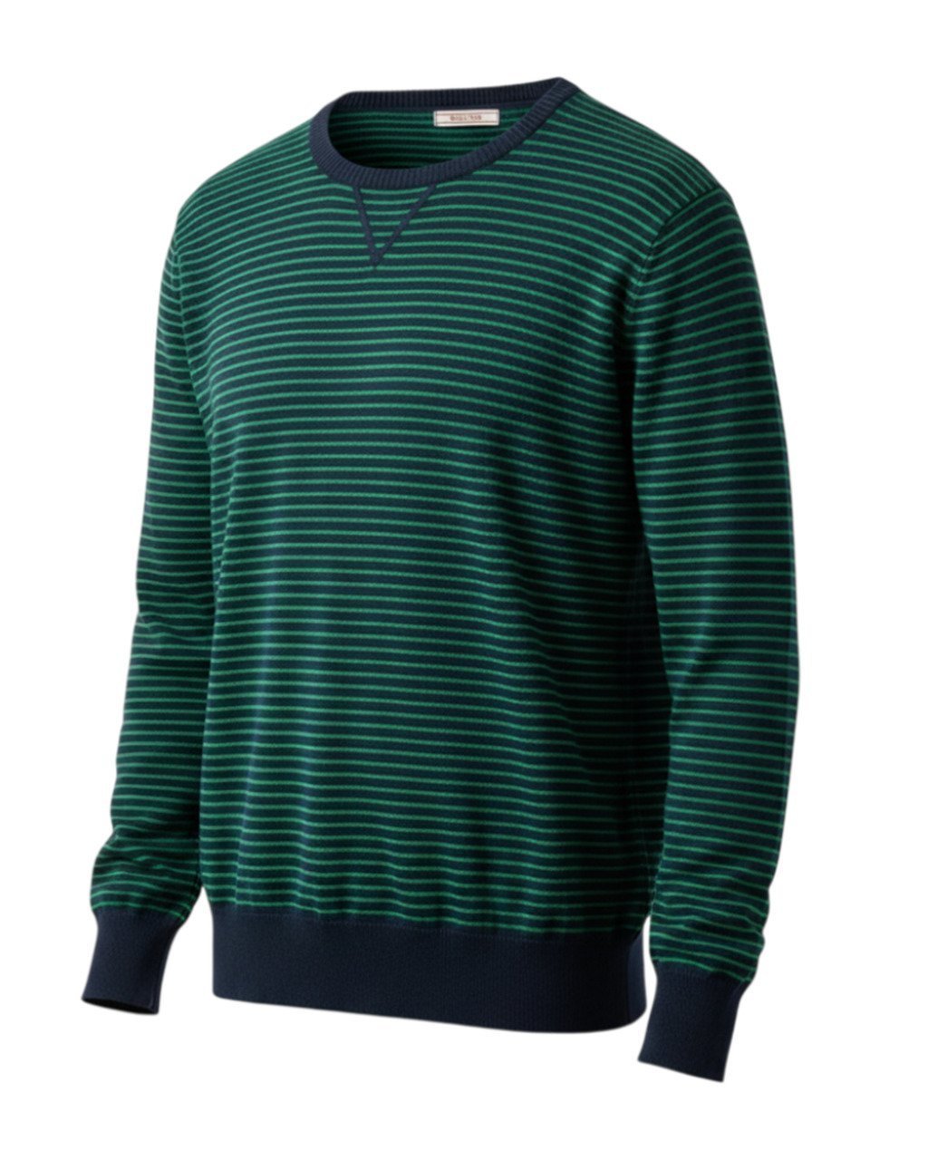 【ドゥクラッセ/DoCLASSE / MEN】のボーダークルーネックセーター インテリア・キッズ・メンズ・レディースファッション・服の通販 founy(ファニー) 　ファッション　Fashion　メンズファッション　Fashion for Men　なめらか　Smooth, Silky Texture　セーター　Sweater, Knitwear　ボーダー　Border, Stripe　メンズ　Men's, Menswear　ネイビー&times;グリーン|ID: prp329100003117806 ipo3291000000035797316