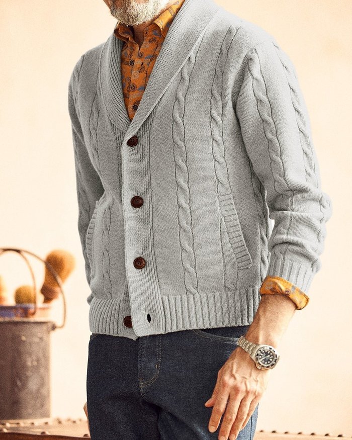 【ドゥクラッセ/DoCLASSE / MEN】のケーブル編みショールカーディガン インテリア・キッズ・メンズ・レディースファッション・服の通販 founy(ファニー) https://founy.com/ ファッション Fashion メンズファッション Fashion for Men カーディガン Cardigan, Knitwear ショール Shawl, Wrap メンズ Men's, Menswear |ID: prp329100003117855 ipo3291000000028256879