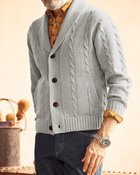 【ドゥクラッセ/DoCLASSE / MEN】のケーブル編みショールカーディガン グレー|ID: prp329100003117855 ipo3291000000028256880