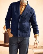 【ドゥクラッセ/DoCLASSE / MEN】のケーブル編みショールカーディガン ネイビー|ID: prp329100003117855 ipo3291000000028256883
