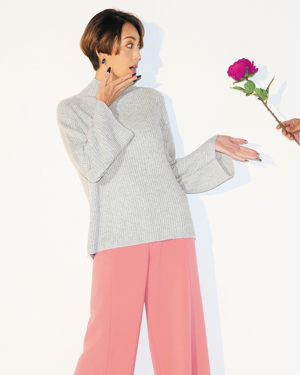 【ドゥクラッセ/DoCLASSE】のリブ編み・ハイネックベルスリーブプルオーバー 人気、トレンドファッション・服の通販 founy(ファニー) 　ファッション　Fashion　レディースファッション　Fashion for Women　トップス・カットソー　Cut & Sew Tops　ニット　Knit Tops & Sweaters　カジュアルプルオーバー・ニットトップス　Pullovers & Knit Tops / Casual Pullovers　サマー　Summer, Summer Style　スリーブ　Sleeve, Long Sleeve / Short Sleeve　ハイネック　High Neck, Mock Neck　 other-1|ID: prp329100003117903 ipo3291000000028256986
