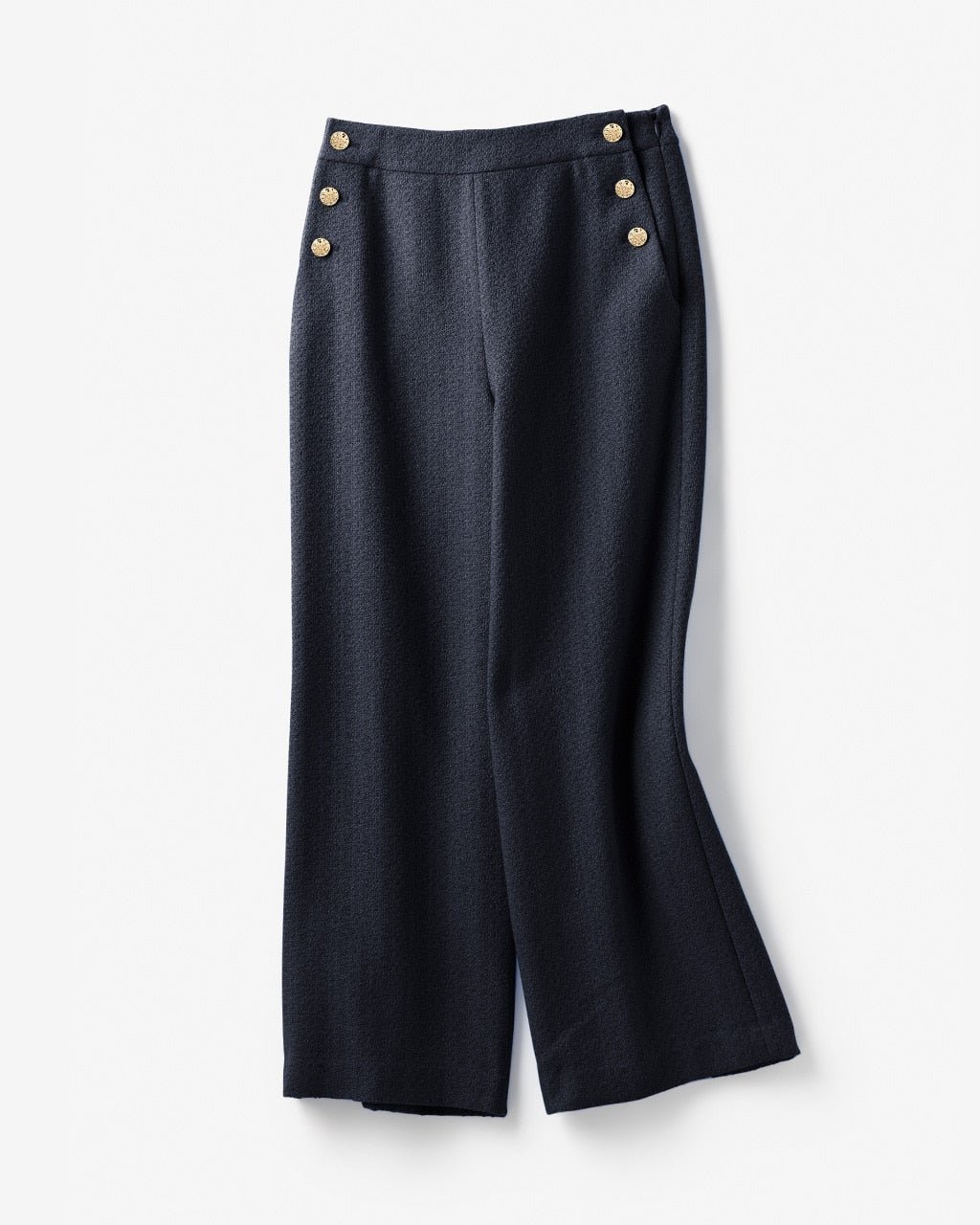 【ドゥクラッセ/DoCLASSE】のスラブツイード・パンツ インテリア・キッズ・メンズ・レディースファッション・服の通販 founy(ファニー) 　ファッション　Fashion　レディースファッション　Fashion for Women　パンツ　Pants & Trousers　ジャケット　Jacket, Outerwear　ストレート　Straight, Straight Cut　セットアップ　Set-Up, Coordinated Outfit　ツイード　Twill, Twill Weave　フォルム　Silhouette, Form　メタル　Metal, Metal Parts　ネイビー|ID: prp329100003118047 ipo3291000000028256589