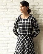 【ドゥクラッセ/DoCLASSE】のルーセントチェック・立体タックブラウス ネイビーパターン|ID: prp329100003118278 ipo3291000000035800413