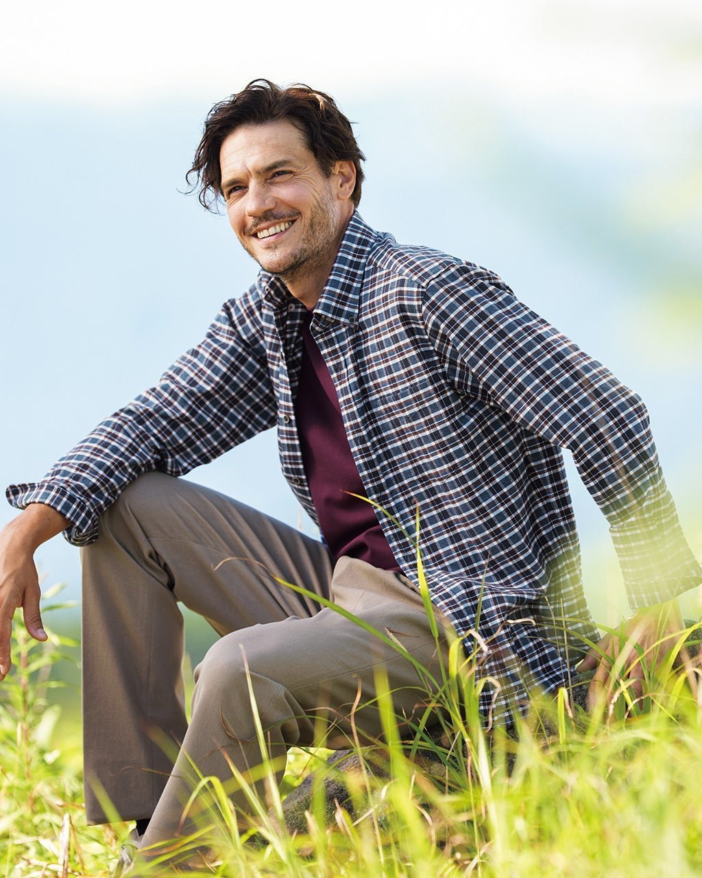 【ドゥクラッセ/DoCLASSE / MEN】の両面起毛フランネル長袖 インテリア・キッズ・メンズ・レディースファッション・服の通販 founy(ファニー) ファッション Fashion メンズファッション Fashion for Men なめらか Smooth, Silky Texture イエロー Yellow フィット Fit, Slim Fit メンズ Men's, Menswear ヨーク Yoke, Yoke Design 長袖 Long Sleeve, Full Sleeve ネイビー×ブラウン|ID: prp329100003118508 ipo3291000000028615520