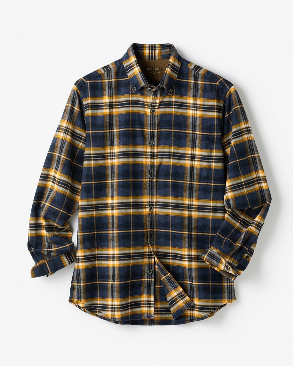 【ドゥクラッセ/DoCLASSE / MEN】の両面起毛フランネル長袖 インテリア・キッズ・メンズ・レディースファッション・服の通販 founy(ファニー) ファッション Fashion メンズファッション Fashion for Men なめらか Smooth, Silky Texture イエロー Yellow フィット Fit, Slim Fit メンズ Men's, Menswear ヨーク Yoke, Yoke Design 長袖 Long Sleeve, Full Sleeve ネイビー×イエロー|ID: prp329100003118508 ipo3291000000034093124