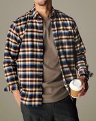 【ドゥクラッセ/DoCLASSE / MEN】の両面起毛フランネル長袖 ブラウン&times;ネイビー|ID: prp329100003118508 ipo3291000000036008573