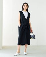 【ドゥクラッセ/DoCLASSE】の二重織りエア・Vネックワンピース 人気、トレンドファッション・服の通販 founy(ファニー) ファッション Fashion レディースファッション Ladies' Fashion Online ワンピース Dress |ID:prp329100003172091