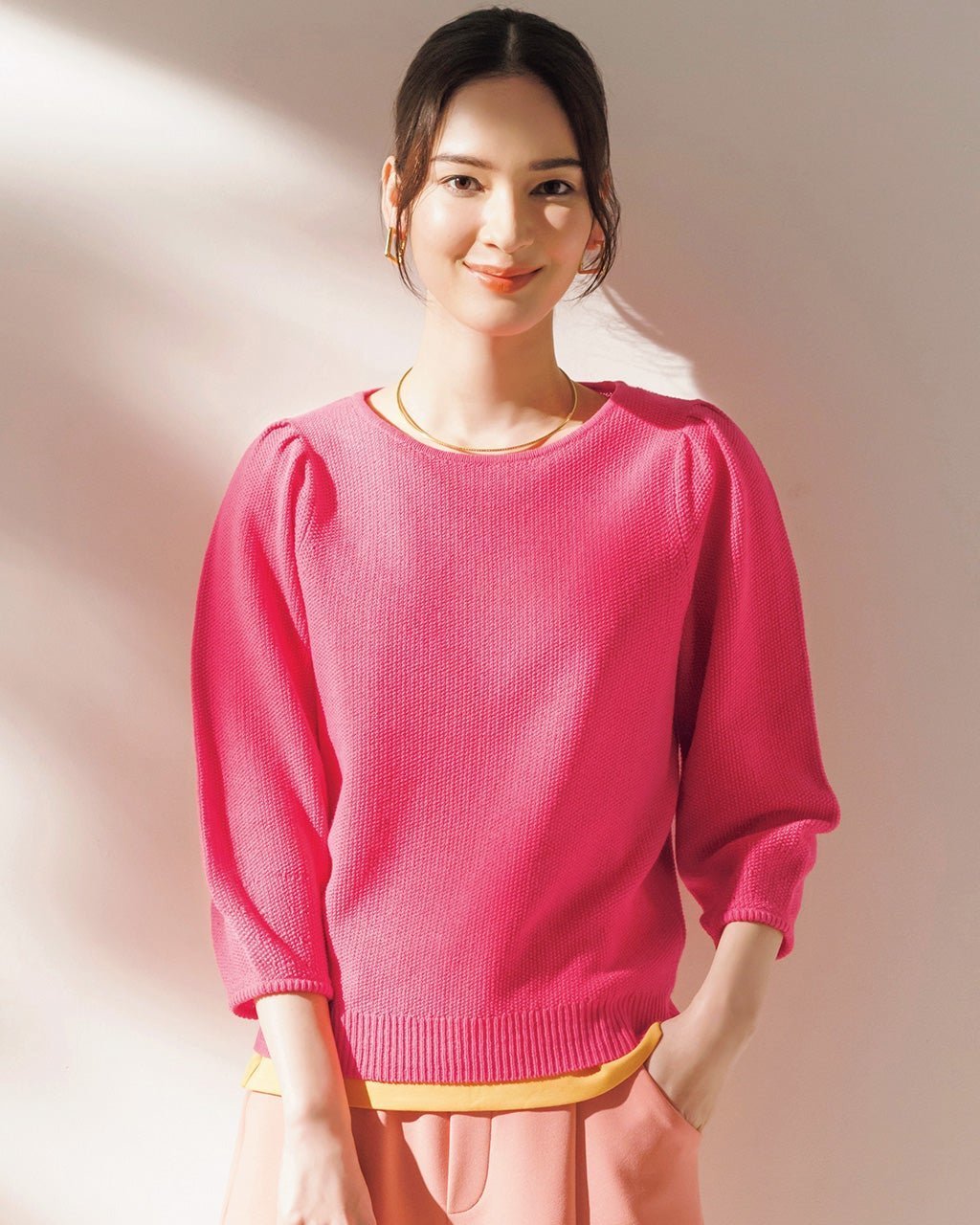 【ドゥクラッセ/DoCLASSE】の鹿の子ニット・パフ袖プルオーバー インテリア・キッズ・メンズ・レディースファッション・服の通販 founy(ファニー) ファッション Fashion レディースファッション Fashion for Women トップス・カットソー Cut & Sew Tops ニット Knit Tops & Sweaters カジュアルプルオーバー・ニットトップス Pullovers & Knit Tops / Casual Pullovers セーター Sweater, Knitwear 鹿の子 Piqué, Kanoko Fabric ピンク|ID: prp329100003172109 ipo3291000000034707324