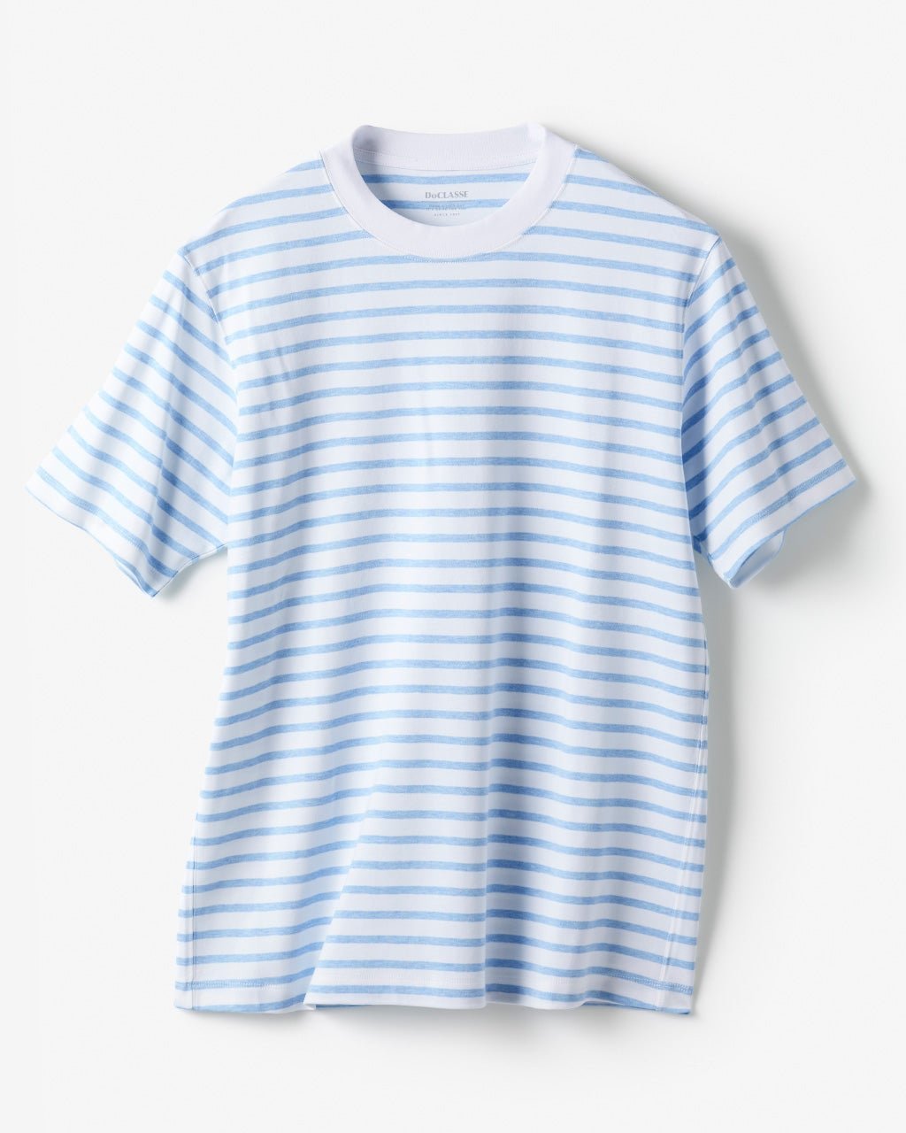 【ドゥクラッセ/DoCLASSE / MEN】の半袖クルーネック・ドゥクラッセT インテリア・キッズ・メンズ・レディースファッション・服の通販 founy(ファニー) 　ファッション　Fashion　メンズファッション　Fashion for Men　トップス・カットソー　Cut & Sew Tops　メンズシャツ　Shirts　ポロシャツ / きれいめカジュアルスタイル　Polo Shirts　なめらか　Smooth, Silky Texture　フィット　Fit, Slim Fit　ベーシック　Basic, Essential　メンズ　Men's, Menswear　半袖　Short Sleeve, Half Sleeve　抗菌　Antibacterial, Bacteria-Resistant　サックス&times;ホワイト|ID: prp329100003172163 ipo3291000000031038858