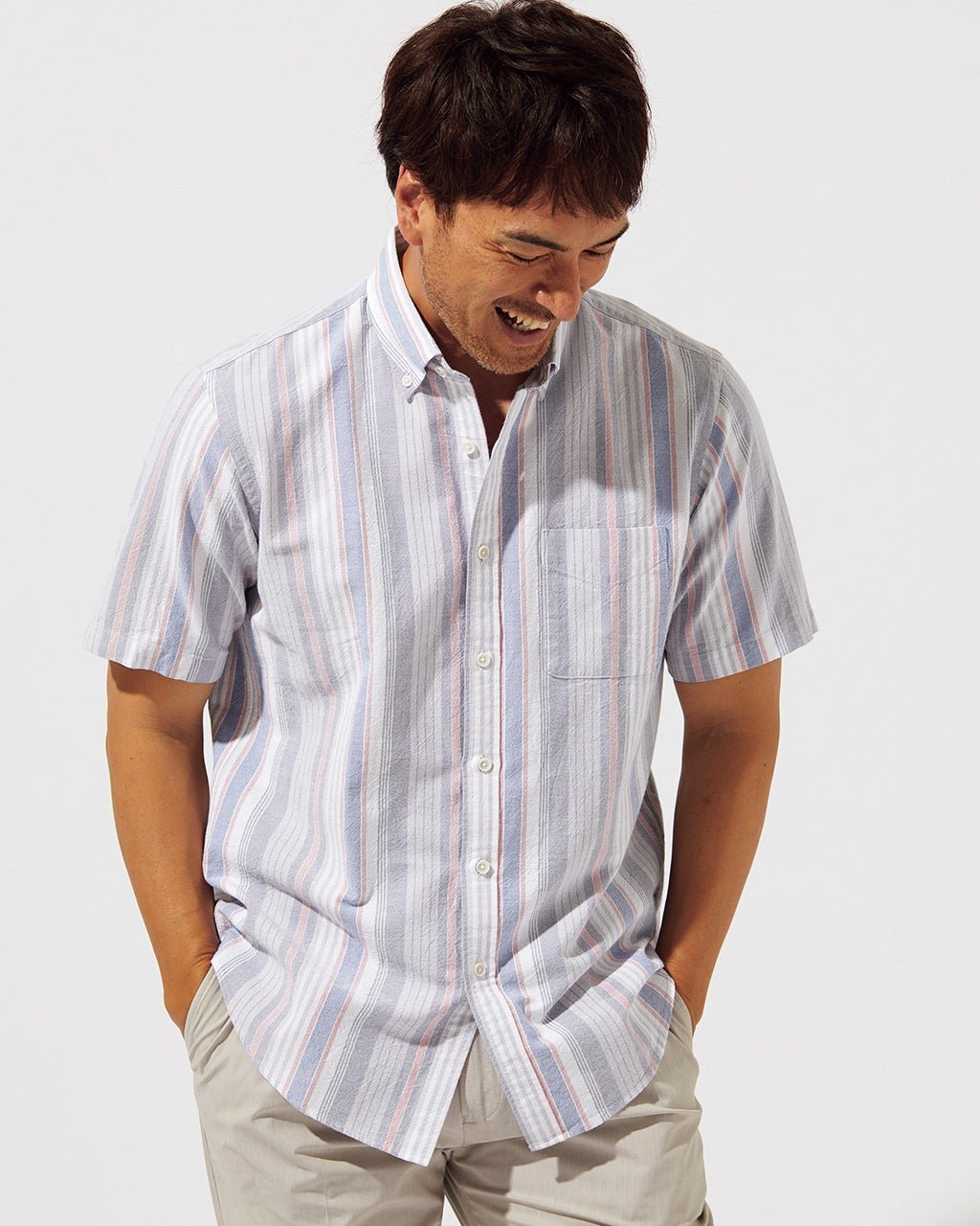 【ドゥクラッセ/DoCLASSE / MEN】のピュアファイン・先染めオックスシャツ 半袖 インテリア・キッズ・メンズ・レディースファッション・服の通販 founy(ファニー) 　ファッション　Fashion　メンズファッション　Fashion for Men　抗菌　Antibacterial, Bacteria-Resistant　なめらか　Smooth, Silky Texture　フィット　Fit, Slim Fit　半袖　Short Sleeve, Half Sleeve　メンズ　Men's, Menswear　ヨーク　Yoke, Yoke Design　グレーマルチ|ID: prp329100003221184 ipo3291000000028260369