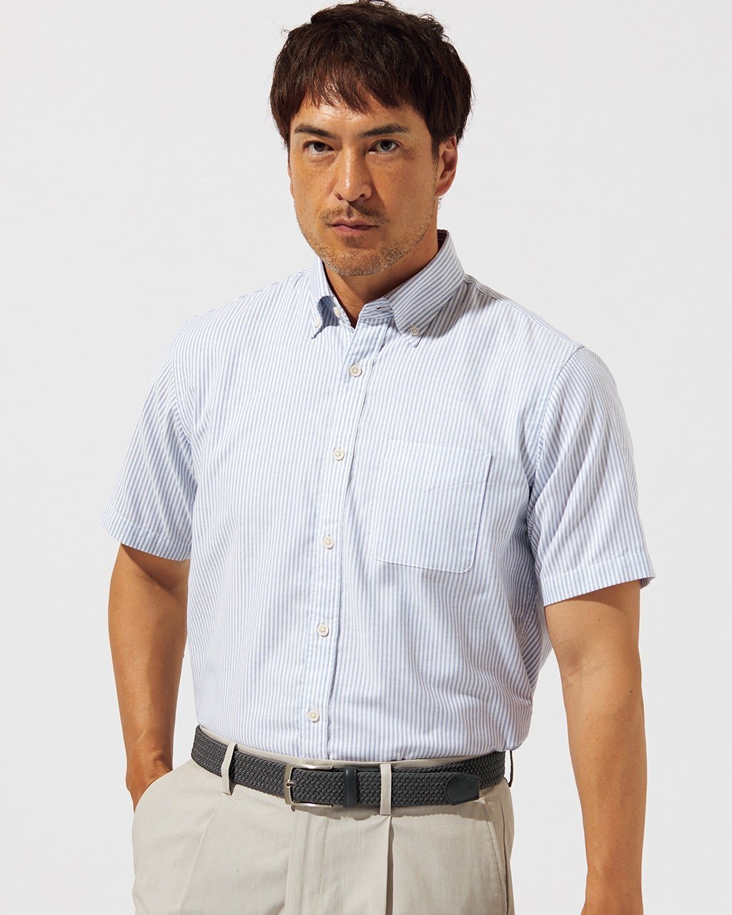 【ドゥクラッセ/DoCLASSE / MEN】のピュアファイン・先染めオックスシャツ 半袖 インテリア・キッズ・メンズ・レディースファッション・服の通販 founy(ファニー) 　ファッション　Fashion　メンズファッション　Fashion for Men　抗菌　Antibacterial, Bacteria-Resistant　なめらか　Smooth, Silky Texture　フィット　Fit, Slim Fit　半袖　Short Sleeve, Half Sleeve　メンズ　Men's, Menswear　ヨーク　Yoke, Yoke Design　スカイストライプ|ID: prp329100003221184 ipo3291000000028260373