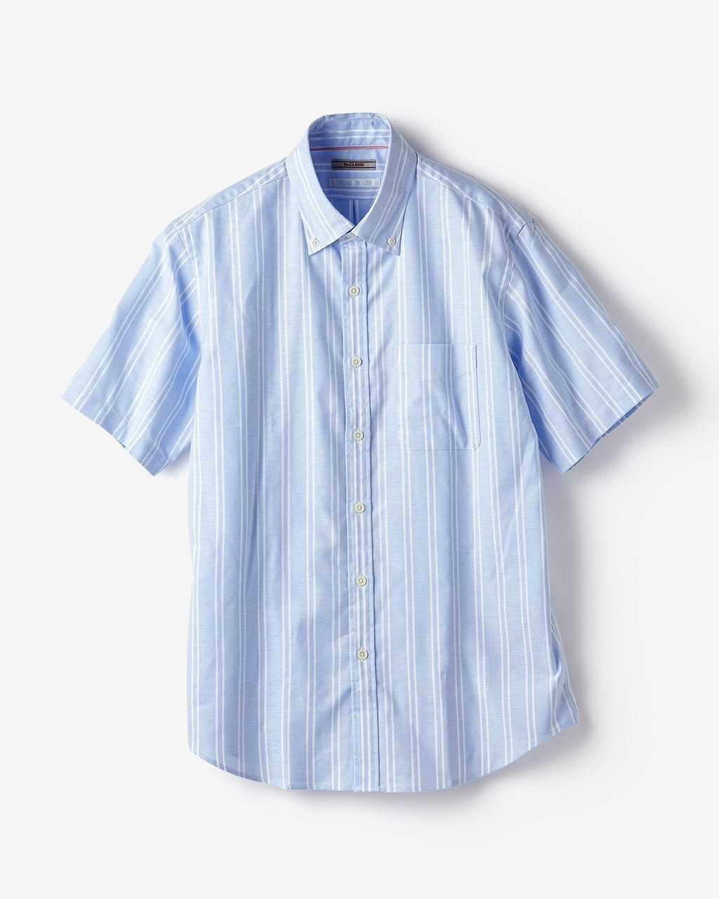 【ドゥクラッセ/DoCLASSE / MEN】のピュアファイン・先染めオックスシャツ 半袖 インテリア・キッズ・メンズ・レディースファッション・服の通販 founy(ファニー) 　ファッション　Fashion　メンズファッション　Fashion for Men　抗菌　Antibacterial, Bacteria-Resistant　なめらか　Smooth, Silky Texture　フィット　Fit, Slim Fit　半袖　Short Sleeve, Half Sleeve　メンズ　Men's, Menswear　ヨーク　Yoke, Yoke Design　サックスストライプ|ID: prp329100003221184 ipo3291000000028260393