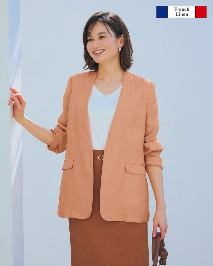 【ドゥクラッセ/DoCLASSE】のフレンチリネン・バスケット織りノーカラージャケット インテリア・キッズ・メンズ・レディースファッション・服の通販 founy(ファニー) https://founy.com/ ファッション Fashion レディースファッション Fashion for Women アウター Coat / Outerwear Collection レディースジャケット・軽アウター Jackets ノーカラージャケット / シンプル上品コーデ Collarless Jackets ジャケット Jacket, Outerwear バスケット Basket, Basket Bag フレンチ French, French Style リネン Linen, Linen Fabric 人気 Popular, Best Seller |ID: prp329100003221195 ipo3291000000031158895