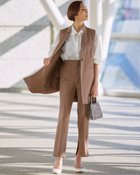 【ドゥクラッセ/DoCLASSE】のリネン混サテン・ストレートパンツ モカ|ID: prp329100003221200 ipo3291000000028260464