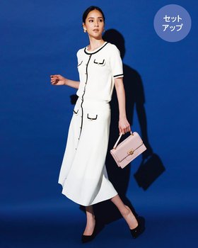 【ドゥクラッセ/DoCLASSE】 梨地ジャカードニット・セットアップ人気、トレンドファッション・服の通販 founy(ファニー) ファッション Fashion レディースファッション Ladies' Fashion Online ワンピース Dress ジャカード Jacquard セットアップ Set Up フラップ Flap メタル Metal リュクス Luxe 半袖 Short Sleeve |ID:prp329100003221303